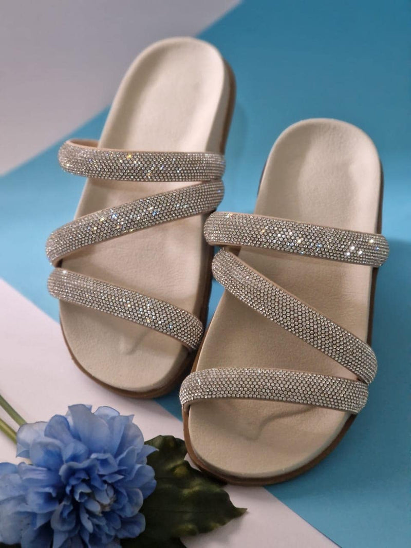 Papete Birken do 34 ao 42 Feminina Blogueira de pedraria  Sandalia  Rasteirinha Glitter strass