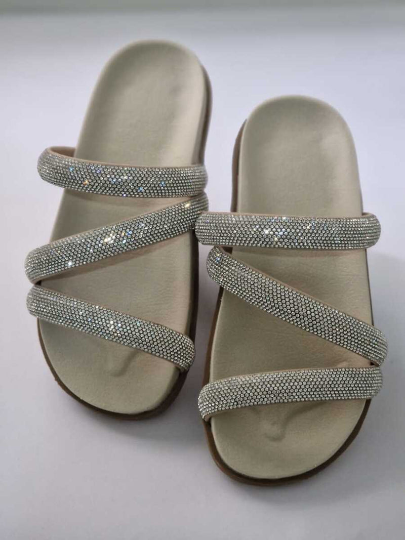 Papete Birken do 34 ao 42 Feminina Blogueira de pedraria  Sandalia  Rasteirinha Glitter strass