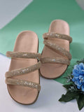Papete Birken do 34 ao 42 Feminina Blogueira de pedraria  Sandalia  Rasteirinha Glitter strass