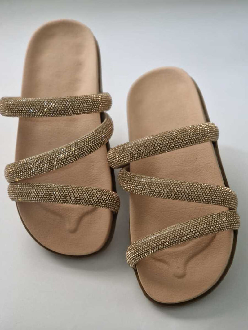 Papete Birken do 34 ao 42 Feminina Blogueira de pedraria  Sandalia  Rasteirinha Glitter strass