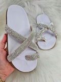 Papete Birken Feminina Flat Strass Brilho Confortável