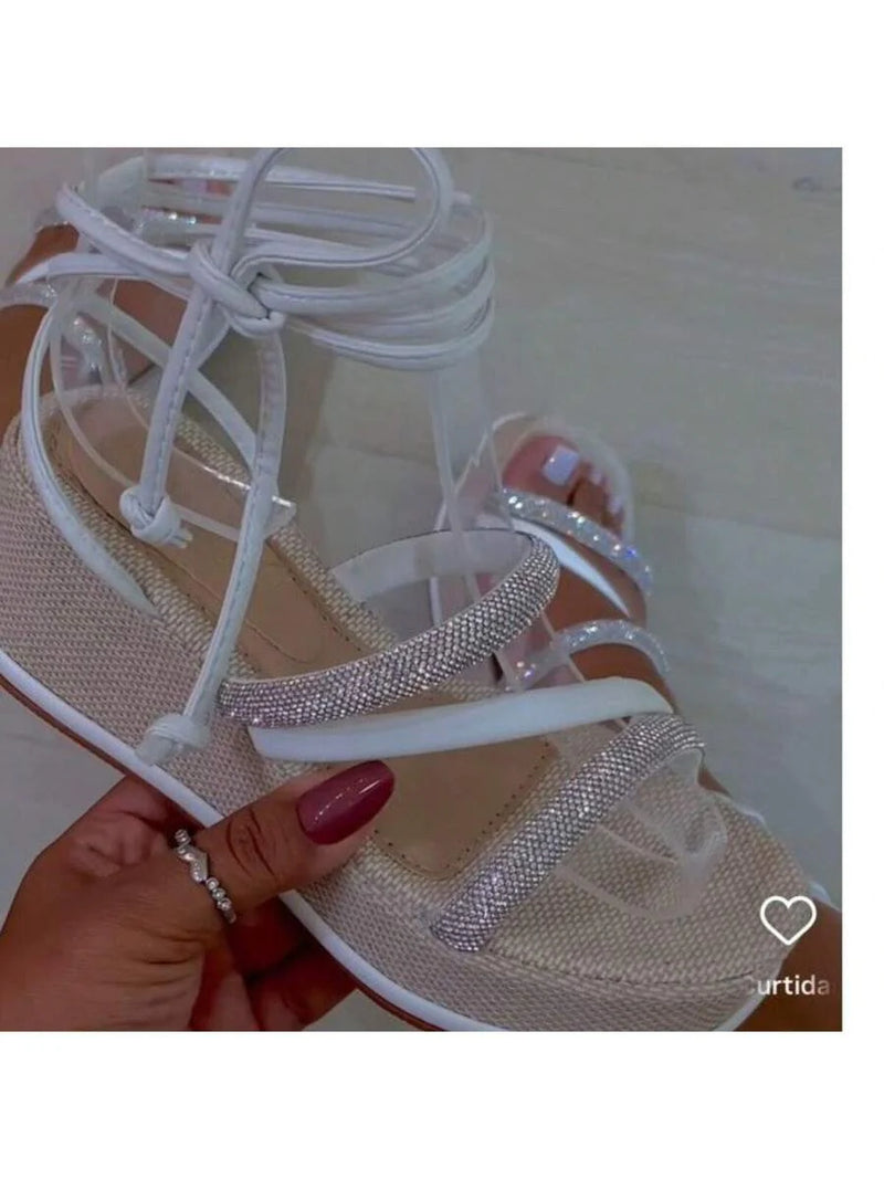 LUZY LOVE Sandália Plataforma Strass