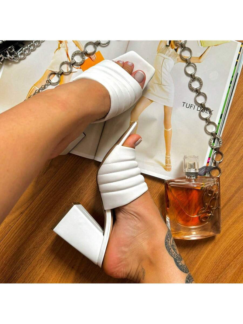 Tamanco Salto Feminino Branco - 9cm Confortável sapatos feminina elegante salto feminino