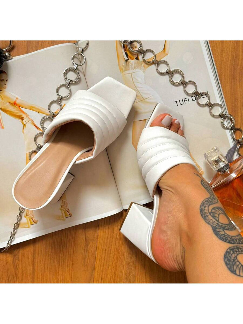 Tamanco Salto Feminino Branco - 9cm Confortável sapatos feminina elegante salto feminino
