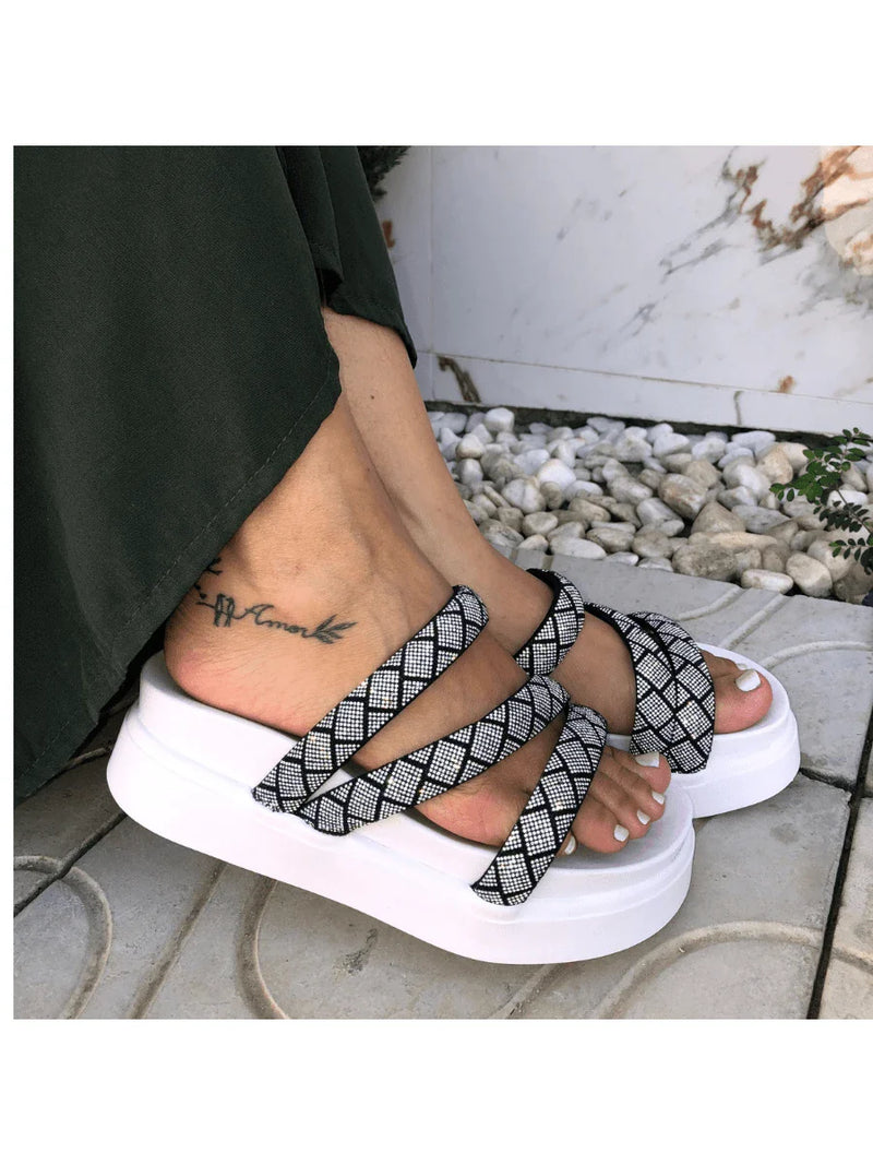 Papete Birken Plataforma Alta Sandália Feminina 3 Tiras Z 15 - Tamanco Anabela Flatform Strass Brilho - Branca Rose Caramelo Preta Pedraira Lançamento