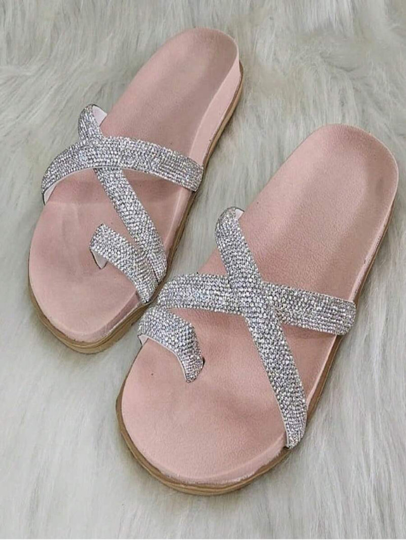 Papete Birken Feminina Flat Strass Brilho Confortável