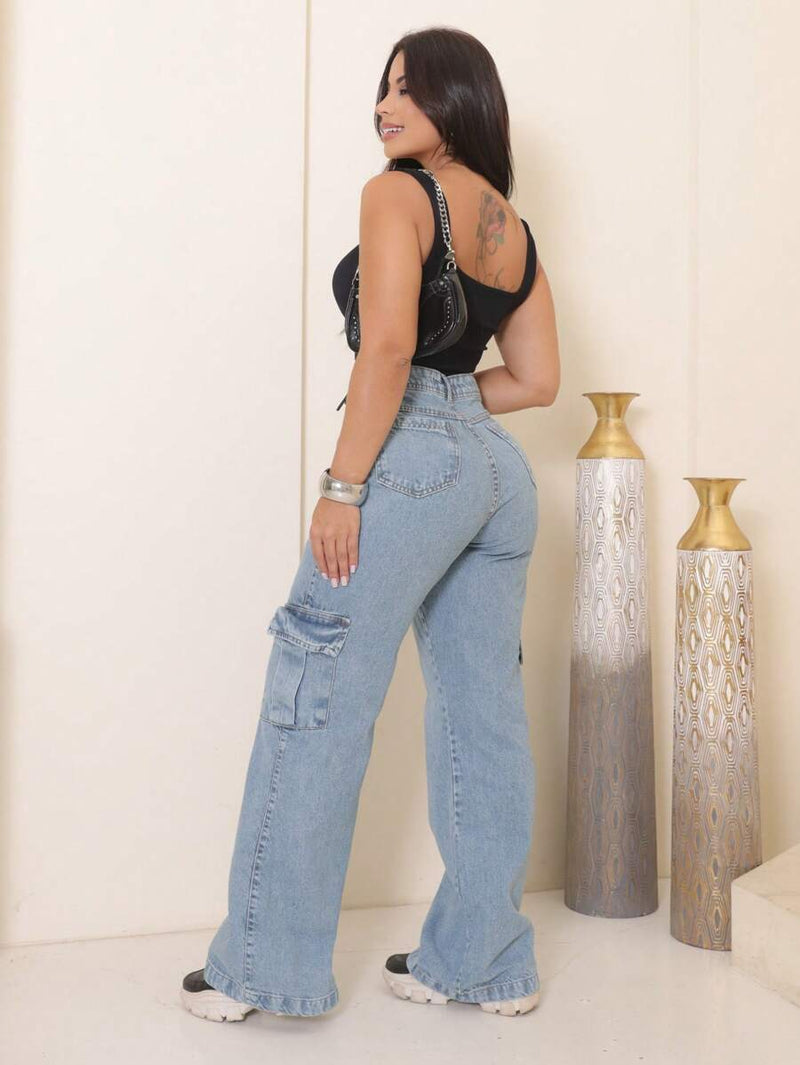 wide leg cargo jeans 100% feminina PROMOÇÃO!