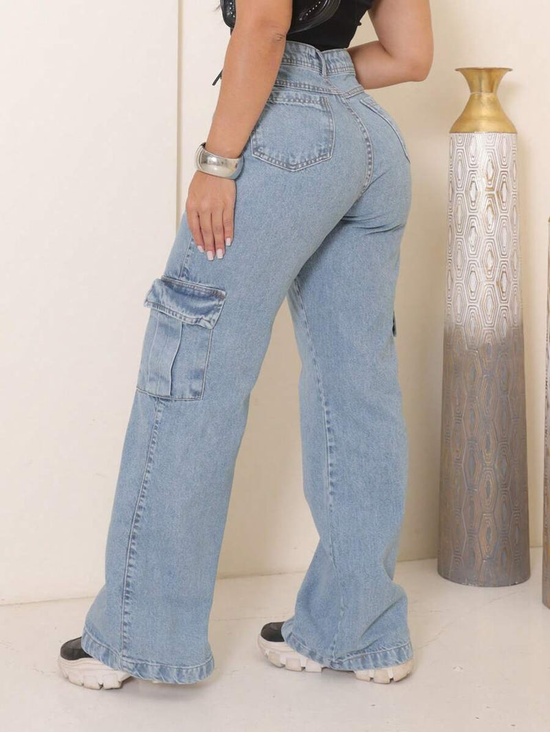 wide leg cargo jeans 100% feminina PROMOÇÃO!