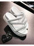 Papete Birken Sandalia Feminina De Brilho Rasteirinha de Strass Chinelo Delicada Confortavel Macia