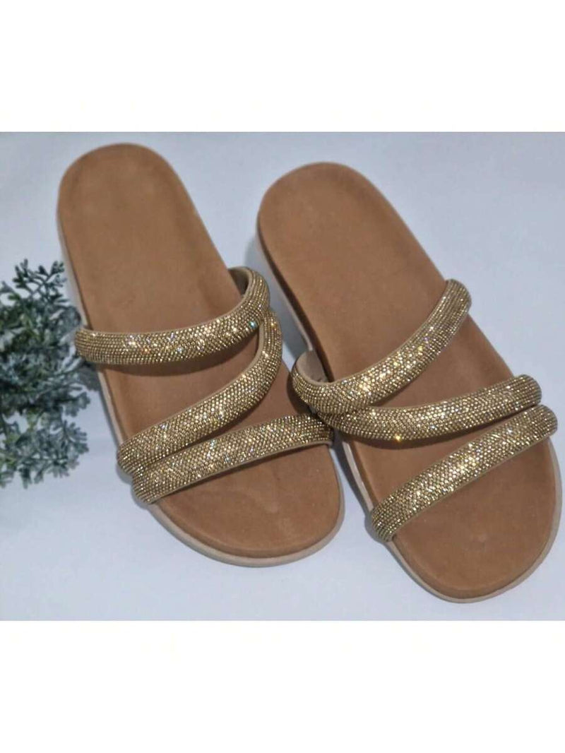 Papete Birken do 34 ao 42 Feminina Blogueira de pedraria  Sandalia  Rasteirinha Glitter strass