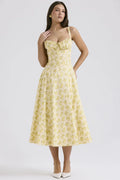 Vestido Midi Isabella Feminino Alças e Fenda Frontal