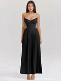 Vestido Longo Sem Alças com Saia Plissada - Aurora
