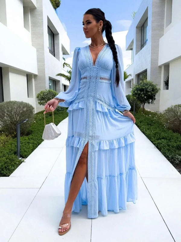 Vestido Longo com Renda Delicada - Ideal para Festas e Ocasiões Especiais