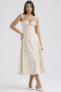 Vestido Midi Isabella Feminino Alças e Fenda Frontal