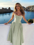 Vestido Midi Evasê com Alças Finas Feminino