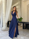 Vestido Longo com Fenda e Decote Transpassado - Mirelle