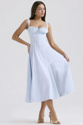 Vestido Midi Isabella Feminino Alças e Fenda Frontal