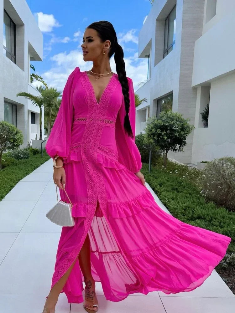 Vestido Longo com Renda Delicada - Ideal para Festas e Ocasiões Especiais