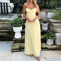 Vestido Longo de Alças Finas e Decote Ajustável – Pura Elegância