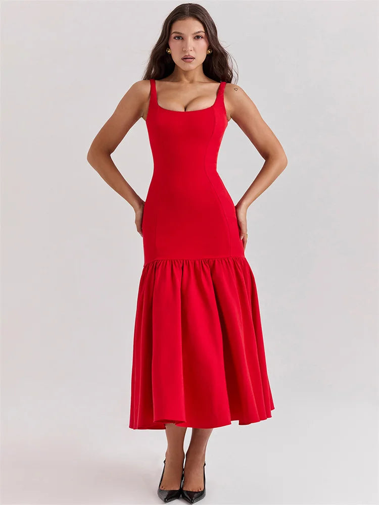 Vestido Midi Alças Finas Royal Feminino