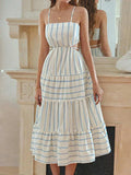 Vestido Midi Listrado Feminino Beira Mar