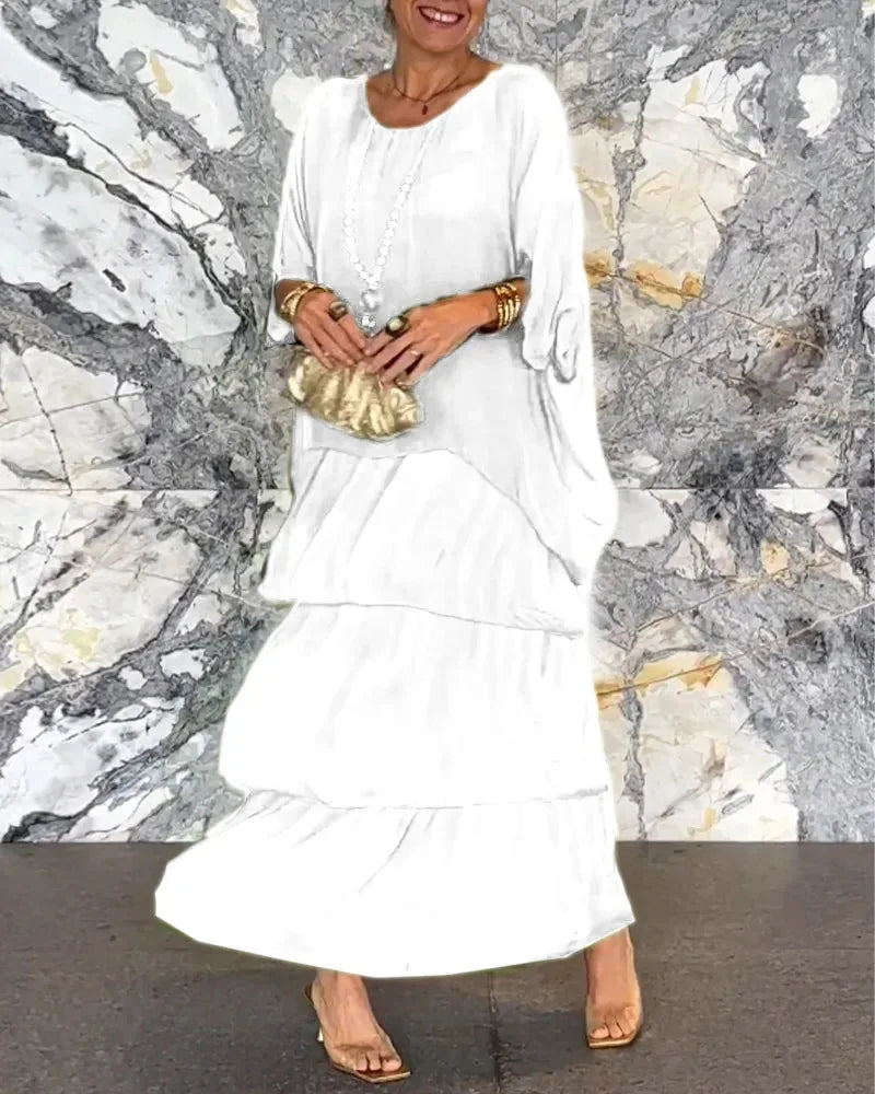 Vestido Longo com Bordas Delicadas - Ésme
