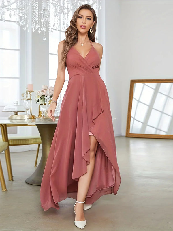 Vestido Longo Casual Feminino com Decote Transpassado e Saia Assimétrica