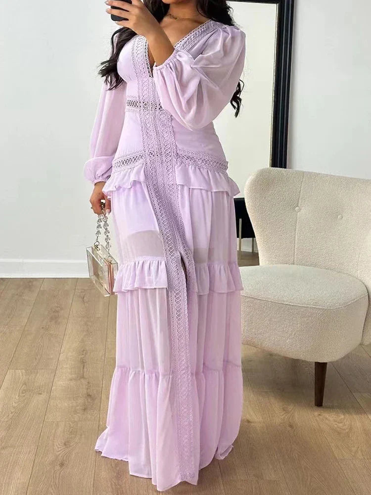 Vestido Longo com Renda Delicada - Ideal para Festas e Ocasiões Especiais
