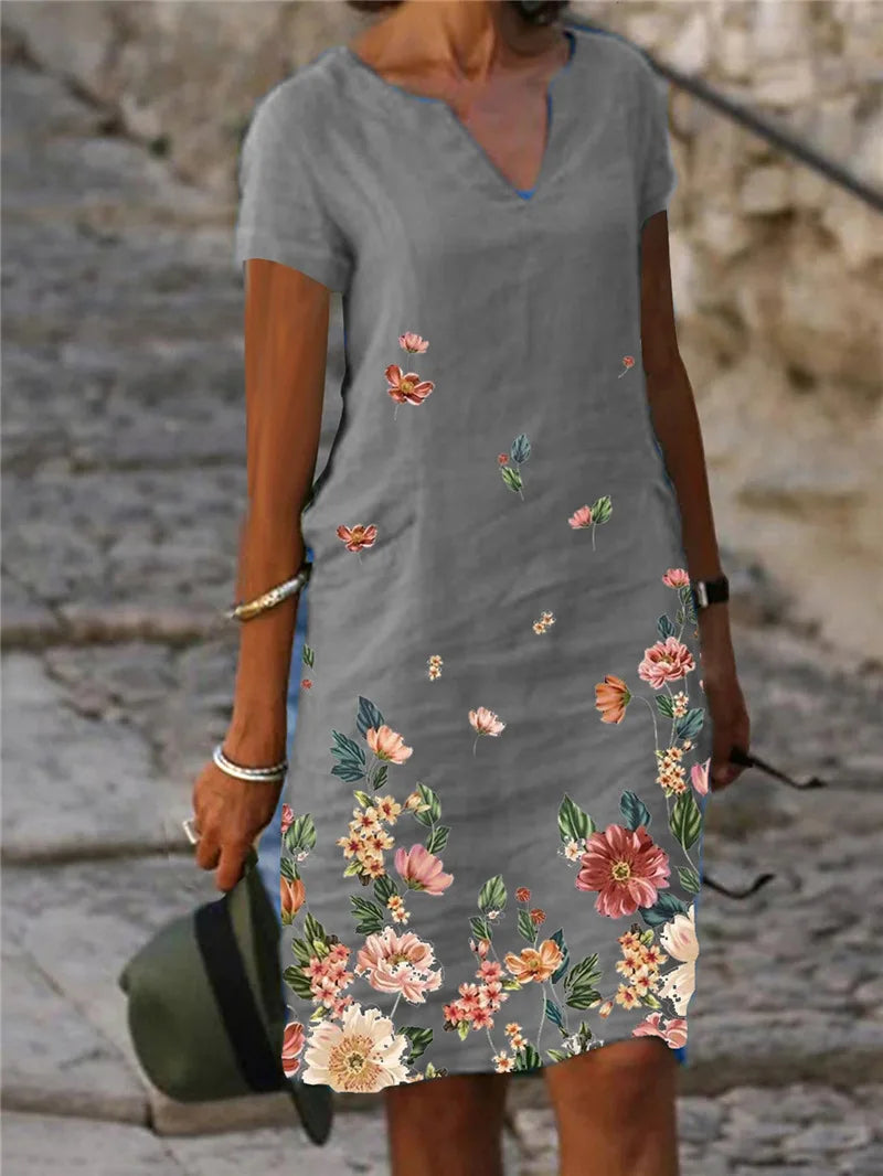 Vestido Casual Feminino Floral Algodão - Conforto e Estilo para o Dia a Dia