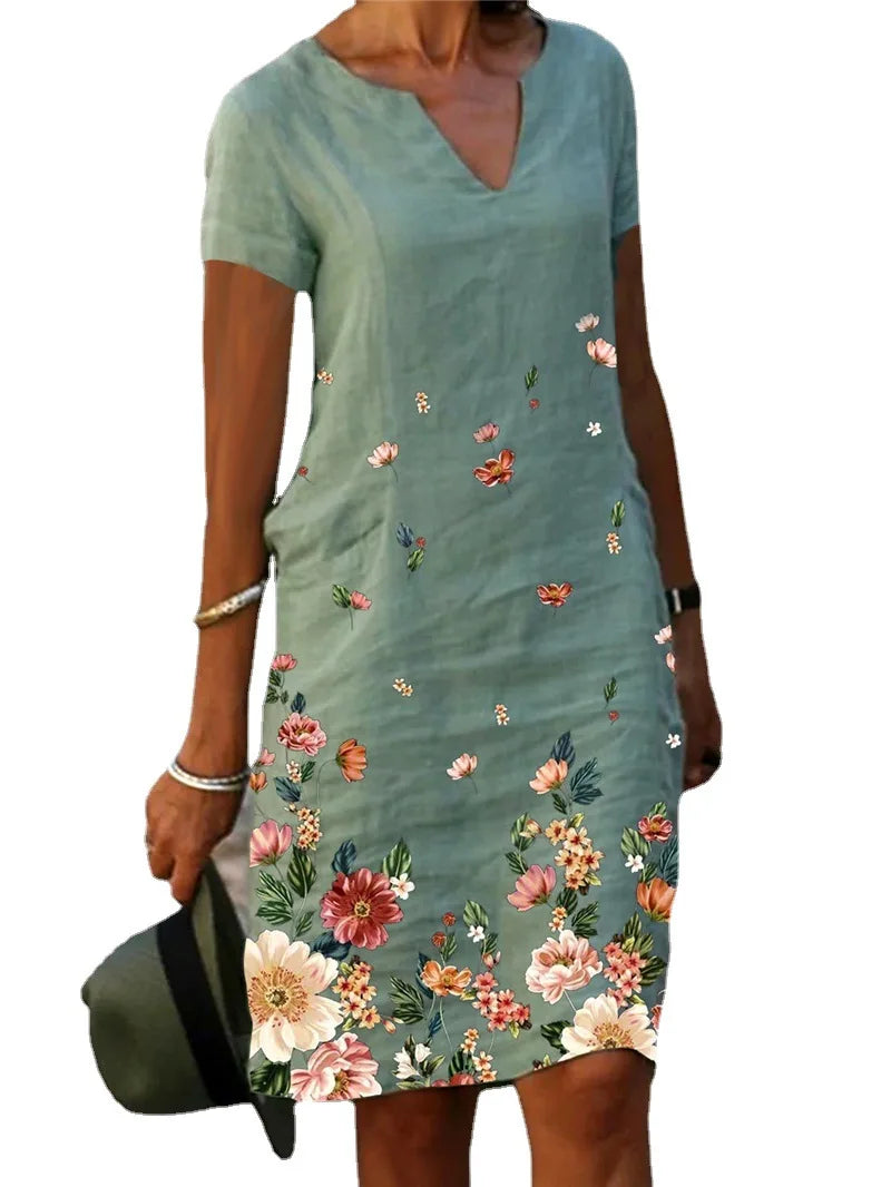 Vestido Casual Feminino Floral Algodão - Conforto e Estilo para o Dia a Dia